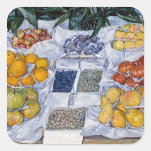 Gustave Caillebotte _ Fruit Displayed on a Stand Square Sticker