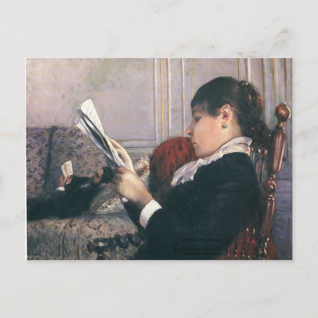 Gustave Caillebotte- Interior, Woman Reading Postcard (Front)
