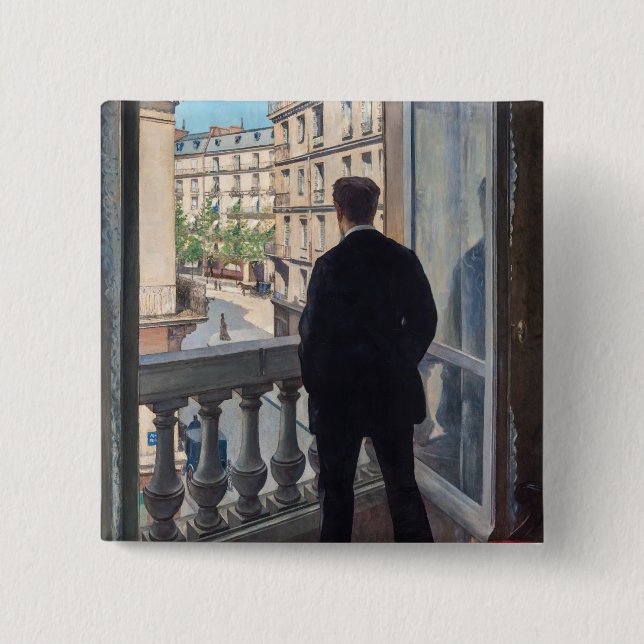 Gustave Caillebotte - Man at the Window Button (Front)