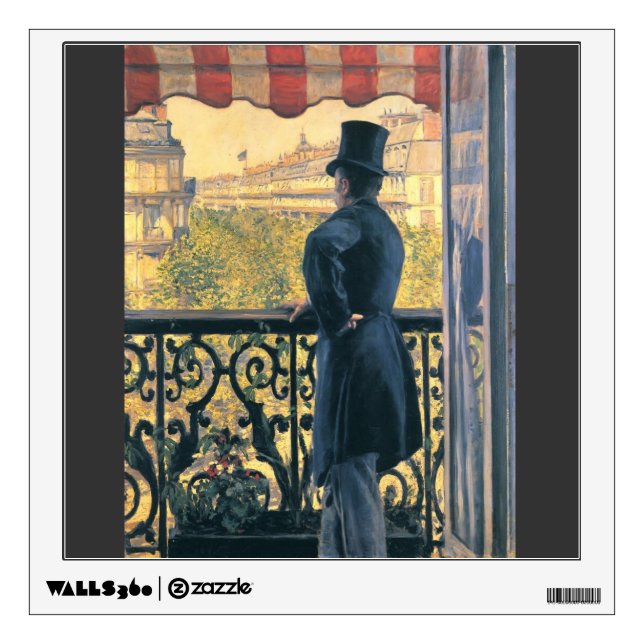 Gustave Caillebotte-Man on a Balcony, Boulevard Wall Decal (Front)