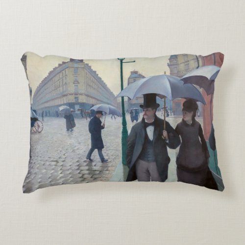 Gustave Caillebotte _ Paris Street Rainy Day Accent Pillow