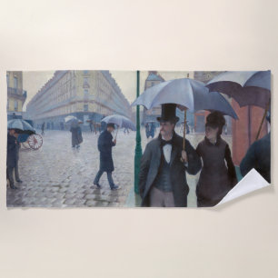 Gustave Caillebotte - Paris Street; Rainy Day Beach Towel