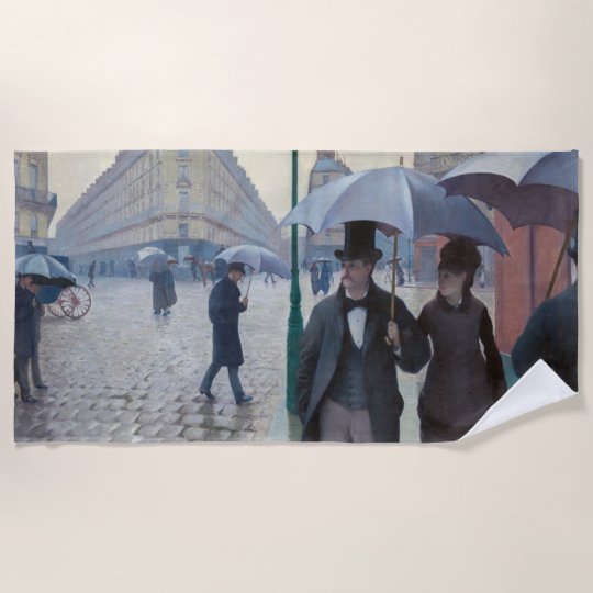 Gustave Caillebotte Paris Street Rainy Day Beach Towel Zazzle Com