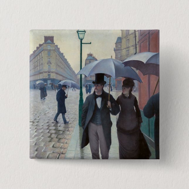 Gustave Caillebotte - Paris Street; Rainy Day Button (Front)