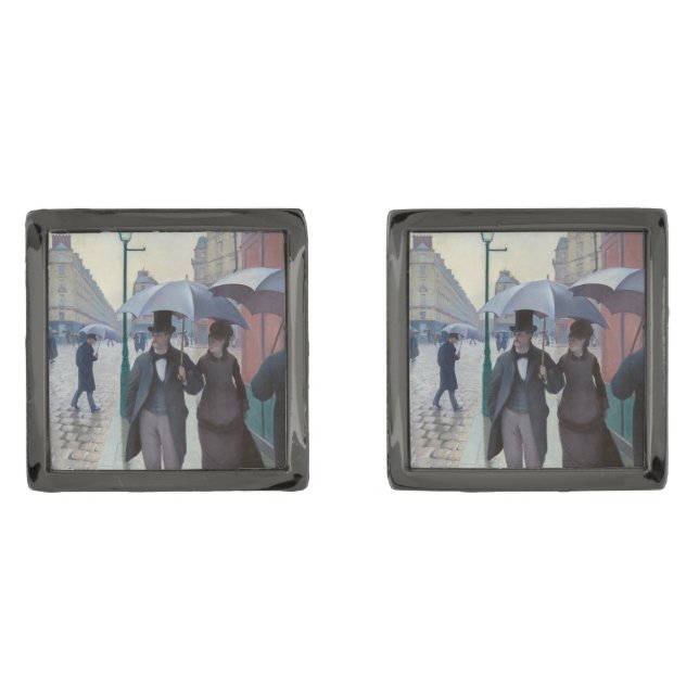 Gustave Caillebotte - Paris Street; Rainy Day Cufflinks (Front)