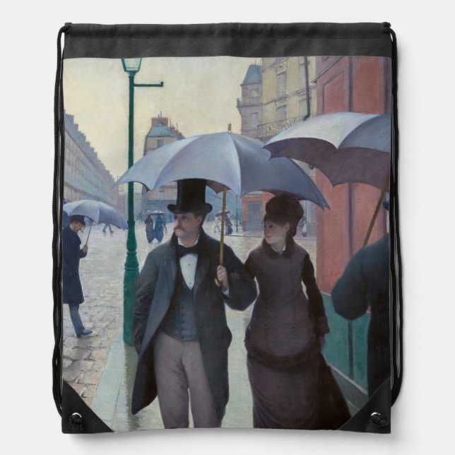 Gustave Caillebotte - Paris Street; Rainy Day Drawstring Bag (Front)