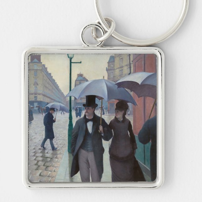 Gustave Caillebotte - Paris Street; Rainy Day Keychain (Front)