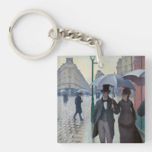 Gustave Caillebotte - Paris Street; Rainy Day Keychain