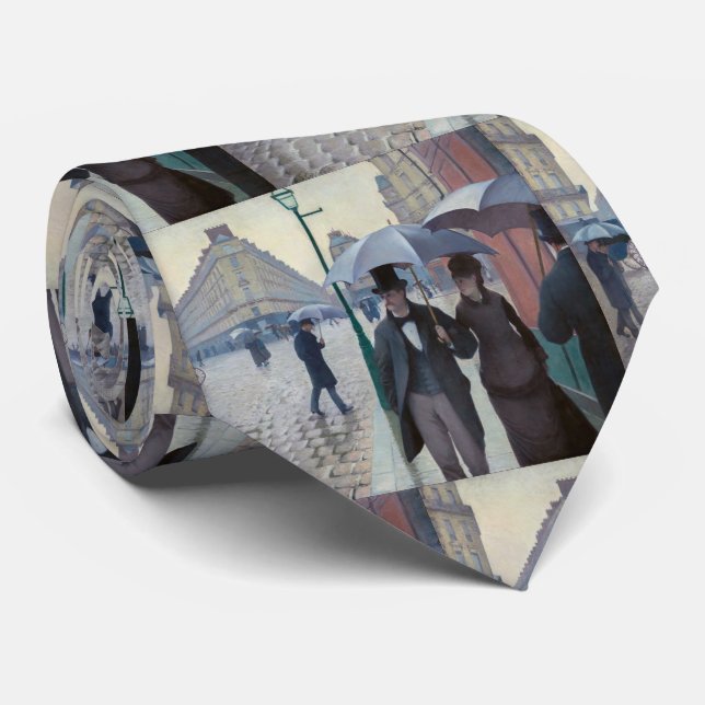 Gustave Caillebotte - Paris Street; Rainy Day Neck Tie (Rolled)