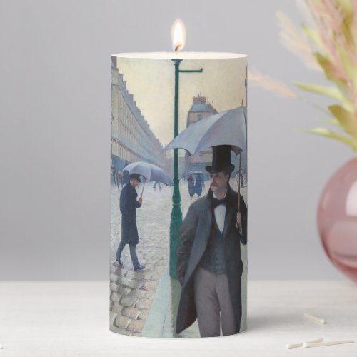 Gustave Caillebotte _ Paris Street Rainy Day Pillar Candle