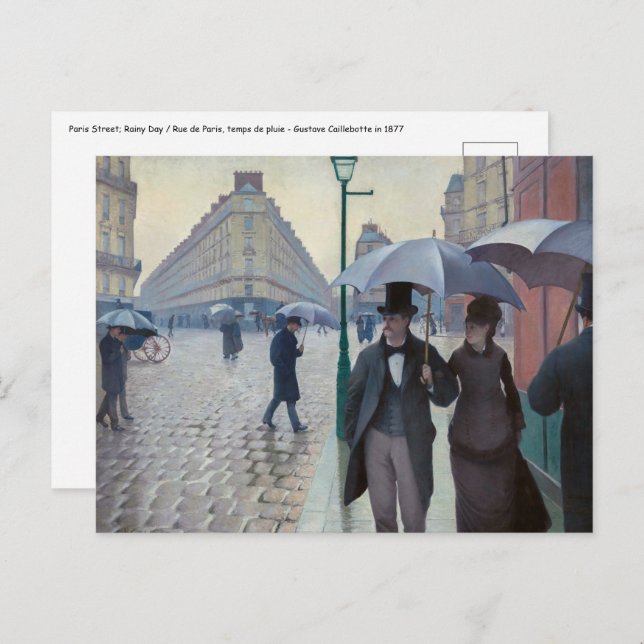Gustave Caillebotte - Paris Street; Rainy Day Postcard (Front/Back)