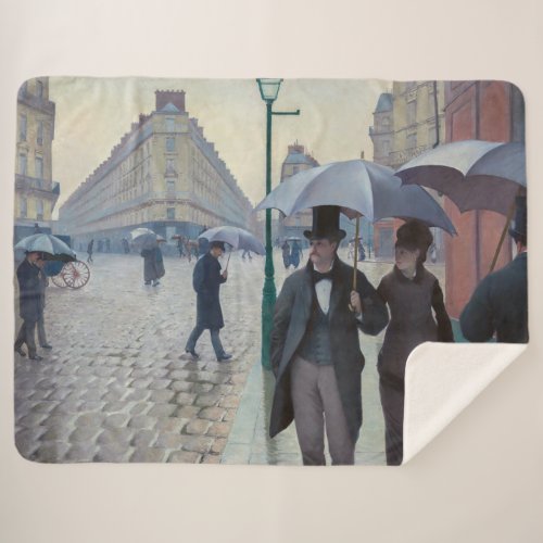 Gustave Caillebotte _ Paris Street Rainy Day Sherpa Blanket