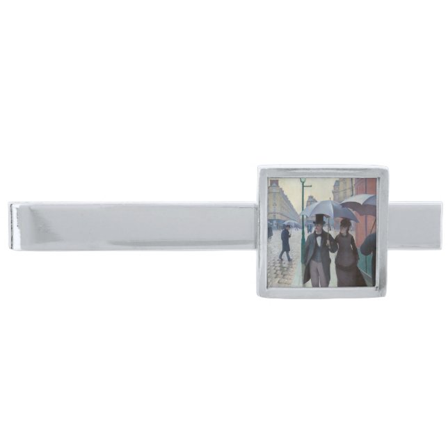 Gustave Caillebotte - Paris Street; Rainy Day Silver Finish Tie Bar (Front)