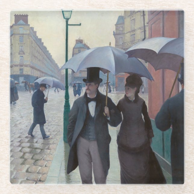 Gustave Caillebotte - Paris Street; Rainy Day Ston Glass Coaster (Front)