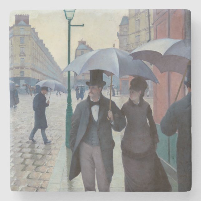 Gustave Caillebotte - Paris Street; Rainy Day Stone Coaster (Front)