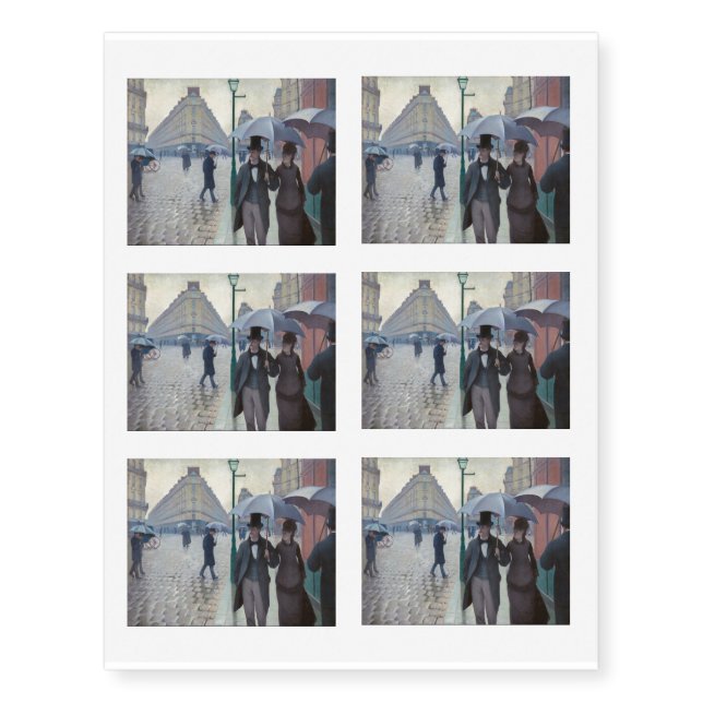 Gustave Caillebotte - Paris Street; Rainy Day Temporary Tattoos (Front)