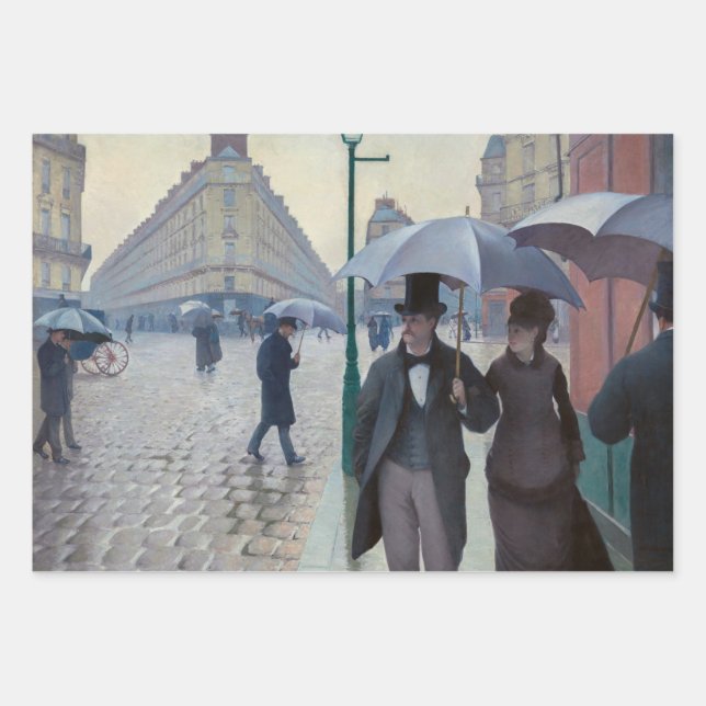 Gustave Caillebotte - Paris Street; Rainy Day Wrapping Paper Sheets (Front)