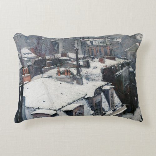 Gustave Caillebotte _ Rooftops in the Snow Accent Pillow