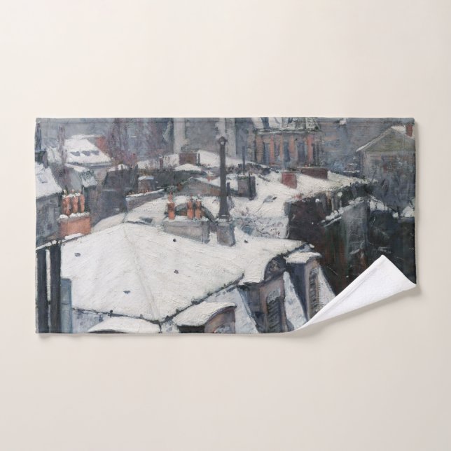 Gustave Caillebotte - Rooftops in the Snow Bath Towel Set (Hand Towel)