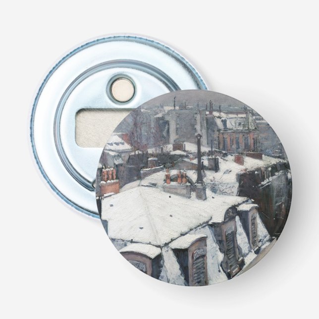 Gustave Caillebotte - Rooftops in the Snow Bottle Opener (Front)