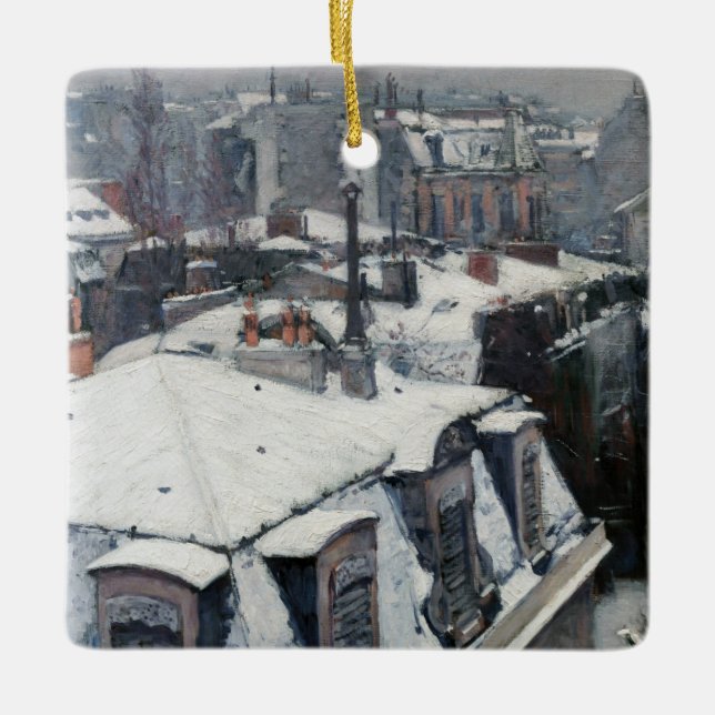 Gustave Caillebotte - Rooftops in the Snow Ceramic Ornament (Front)