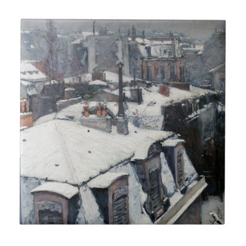 Gustave Caillebotte _ Rooftops in the Snow Ceramic Tile