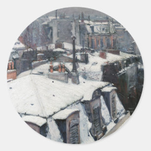 Gustave Caillebotte - Rooftops in the Snow Classic Round Sticker