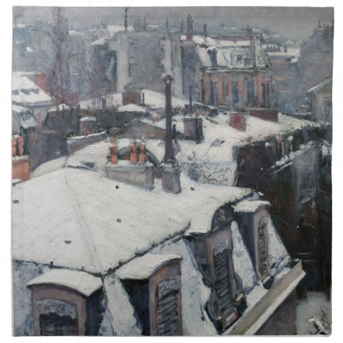 Gustave Caillebotte _ Rooftops in the Snow Cloth Napkin