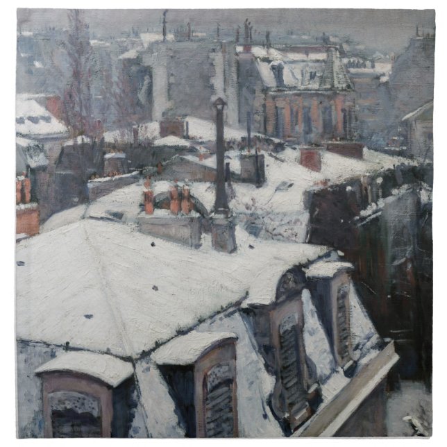 Gustave Caillebotte - Rooftops in the Snow Cloth Napkin (Front)
