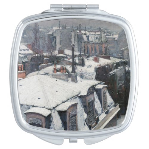 Gustave Caillebotte _ Rooftops in the Snow Compact Mirror