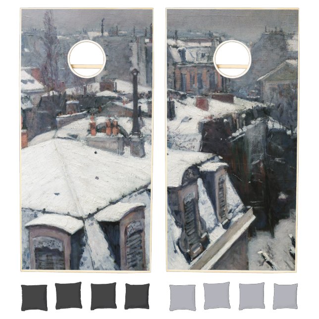 Gustave Caillebotte - Rooftops in the Snow Cornhole Set (Set)