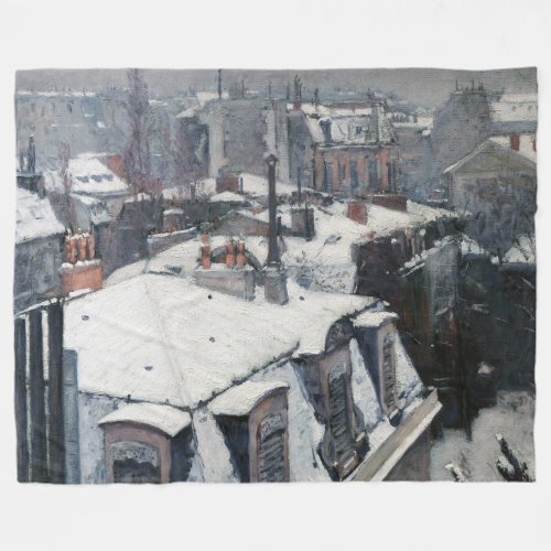 Gustave Caillebotte _ Rooftops in the Snow Fleece Blanket
