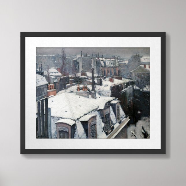 Gustave Caillebotte - Rooftops in the Snow Framed Art (Framed Front)