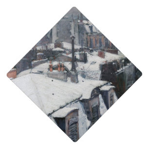 Gustave Caillebotte - Rooftops in the Snow Graduation Cap Topper