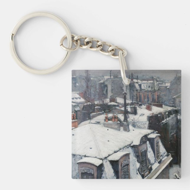 Gustave Caillebotte - Rooftops in the Snow Keychain (Front)