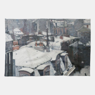Gustave Caillebotte - Rooftops in the Snow Kitchen Towel