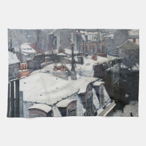Gustave Caillebotte _ Rooftops in the Snow Kitchen Towel