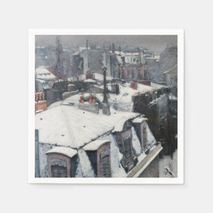 Gustave Caillebotte - Rooftops in the Snow Napkins