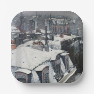 Gustave Caillebotte - Rooftops in the Snow Paper Plates