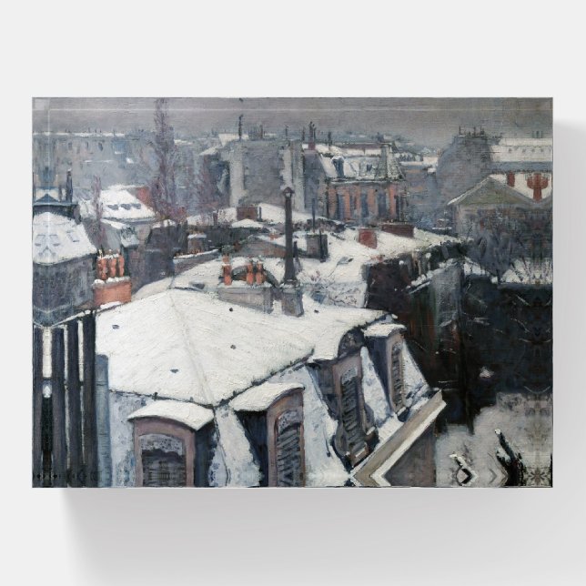 Gustave Caillebotte - Rooftops in the Snow Paperweight (Front)