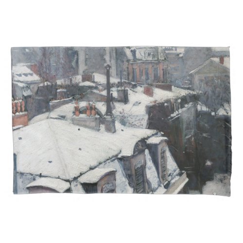 Gustave Caillebotte _ Rooftops in the Snow Pillow Case