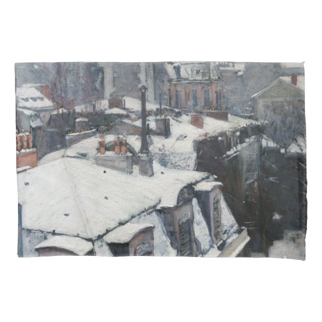Gustave Caillebotte - Rooftops in the Snow Pillow Case (Front)