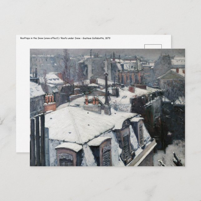 Gustave Caillebotte - Rooftops in the Snow Postcard (Front/Back)
