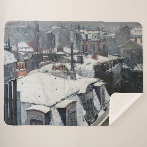 Gustave Caillebotte _ Rooftops in the Snow Sherpa Blanket