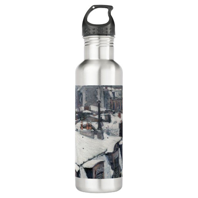 Gustave Caillebotte - Rooftops in the Snow Stainless Steel Water Bottle (Front)