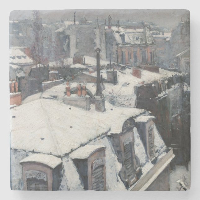 Gustave Caillebotte - Rooftops in the Snow Stone Coaster (Front)