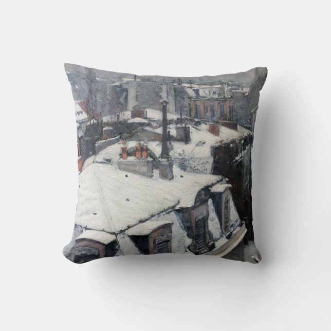 Gustave Caillebotte - Rooftops in the Snow Throw Pillow (Front)