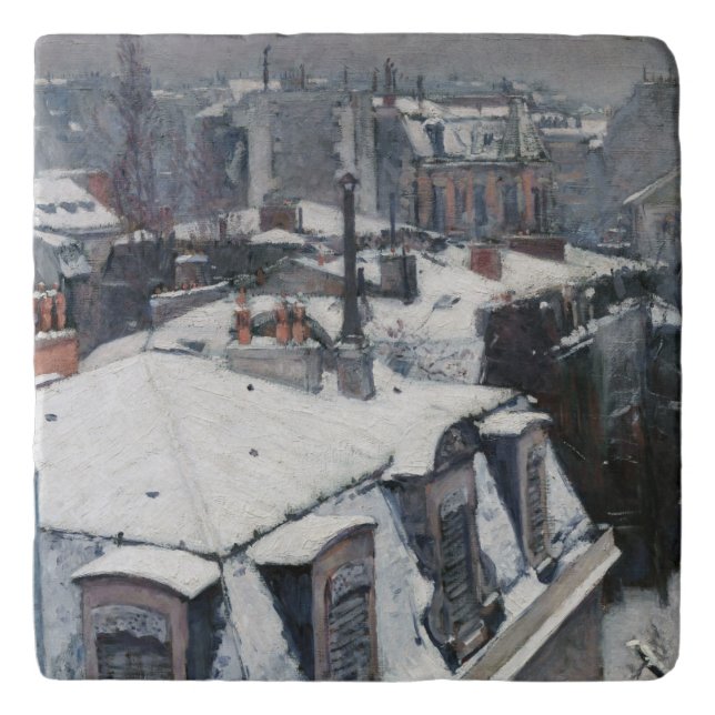 Gustave Caillebotte - Rooftops in the Snow Trivet (Front)