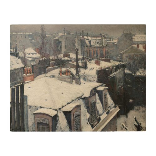 Gustave Caillebotte _ Rooftops in the Snow Wood Wall Art