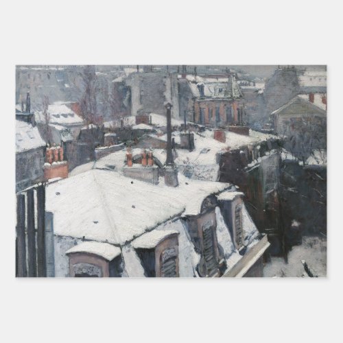 Gustave Caillebotte _ Rooftops in the Snow Wrapping Paper Sheets